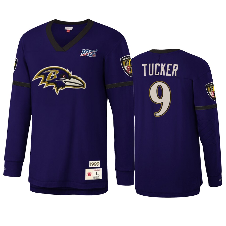 justin tucker ravens purple nfl 100 long sleeve t shirt
