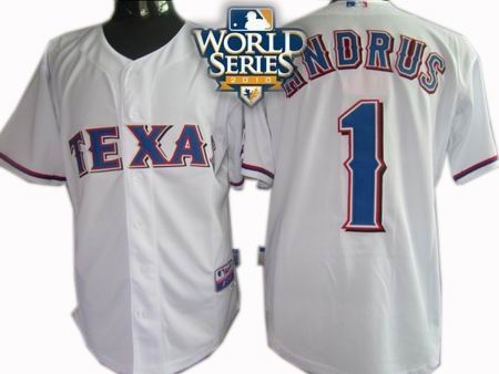 kids 2010 world series patch texas rangers #1 elvis andrus white