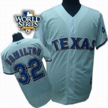 kids 2010 world series patch texas rangers #32 josh hamilton white