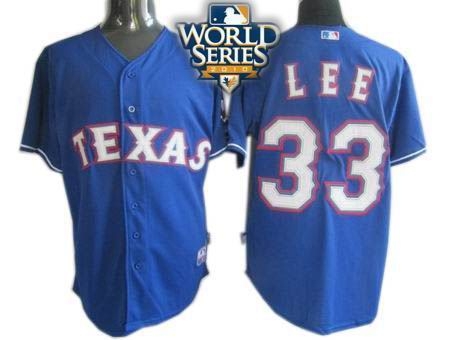 kids 2010 world series patch texas rangers #33 cliff lee blue