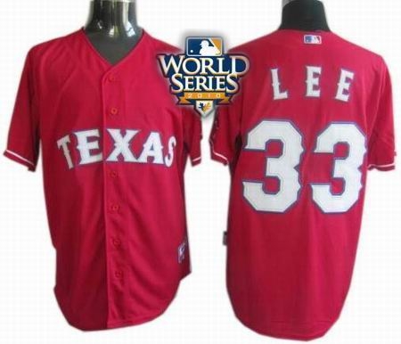 kids 2010 world series patch texas rangers #33 cliff lee red