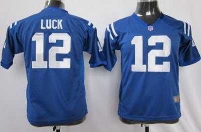 kids indianapolis colts #12 andrew luck blue nfl jerseys