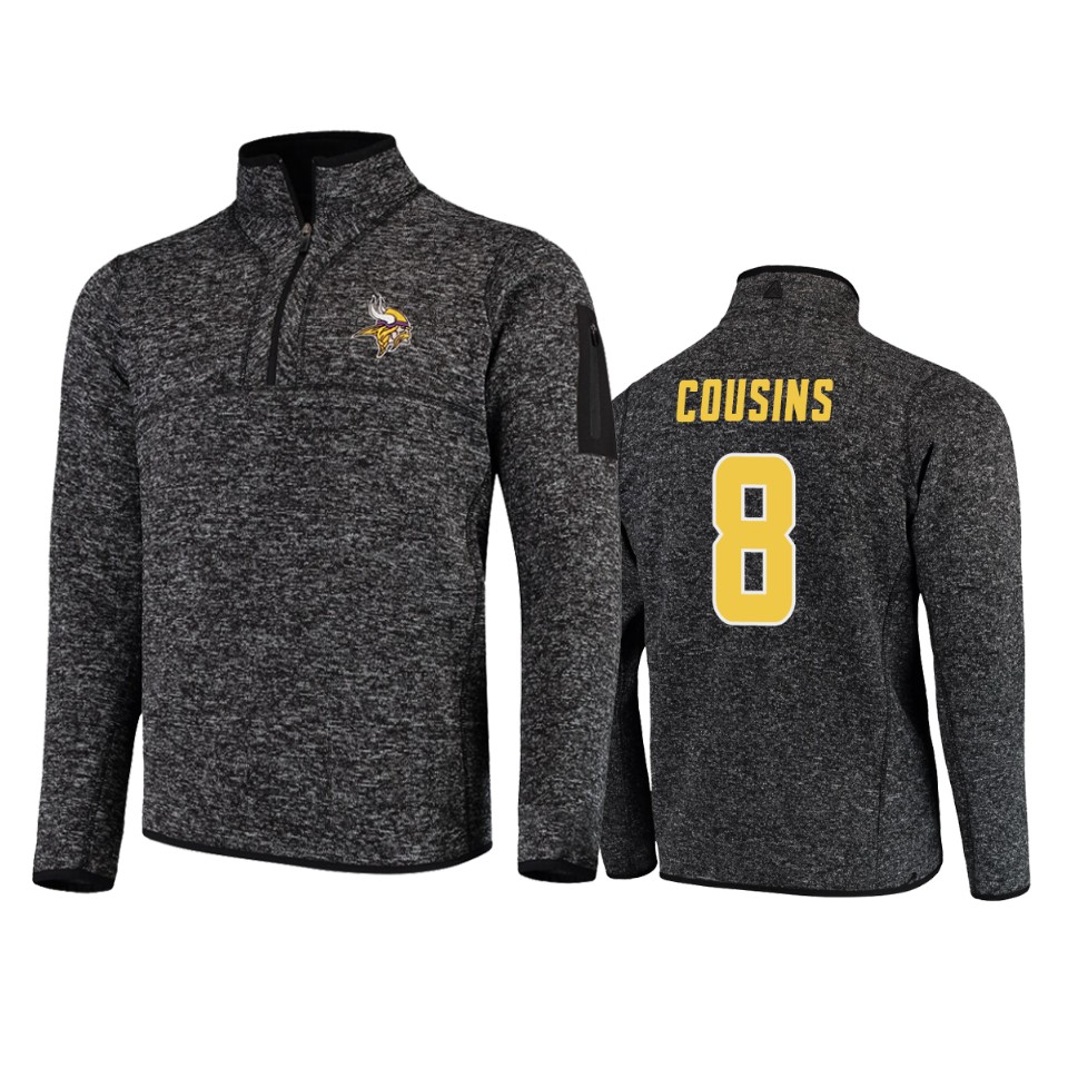 kirk cousins vikings heather black fortune quarter zip jacket
