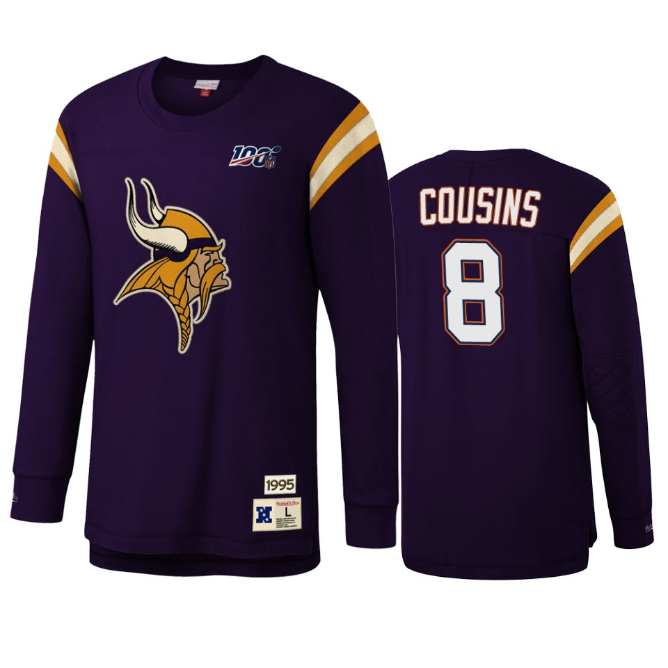 kirk cousins vikings purple nfl 100 long sleeve t shirt