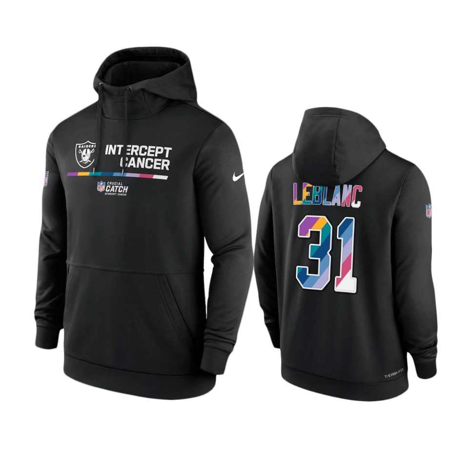 las vegas raiders cre'von leblanc black 2022 nfl crucial catch therma hoodie
