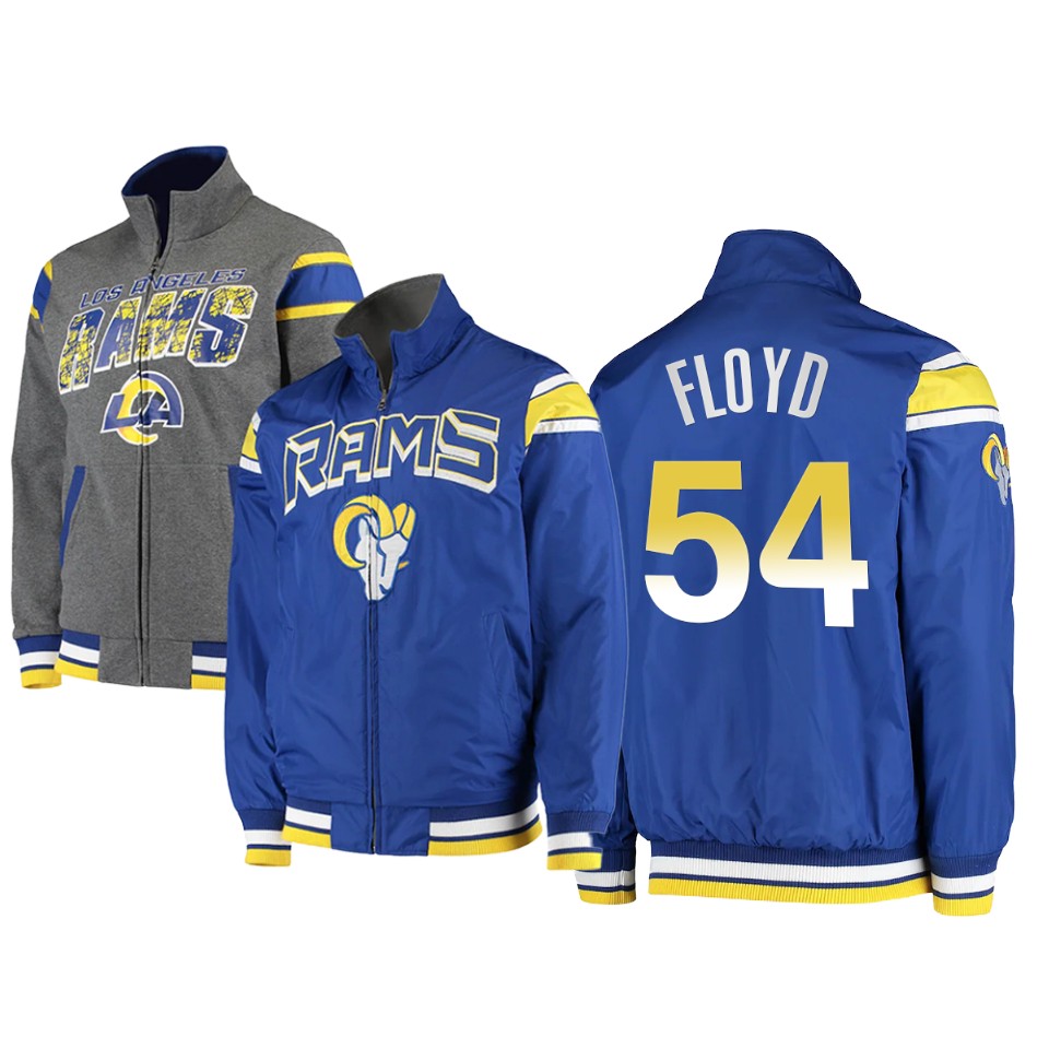 leonard floyd rams royal charcoal offside reversible full zip jacket
