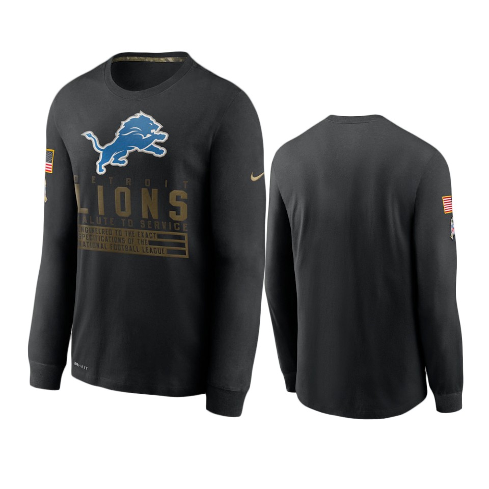 lions black 2020 salute to service sideline performance long sleeve t shirt