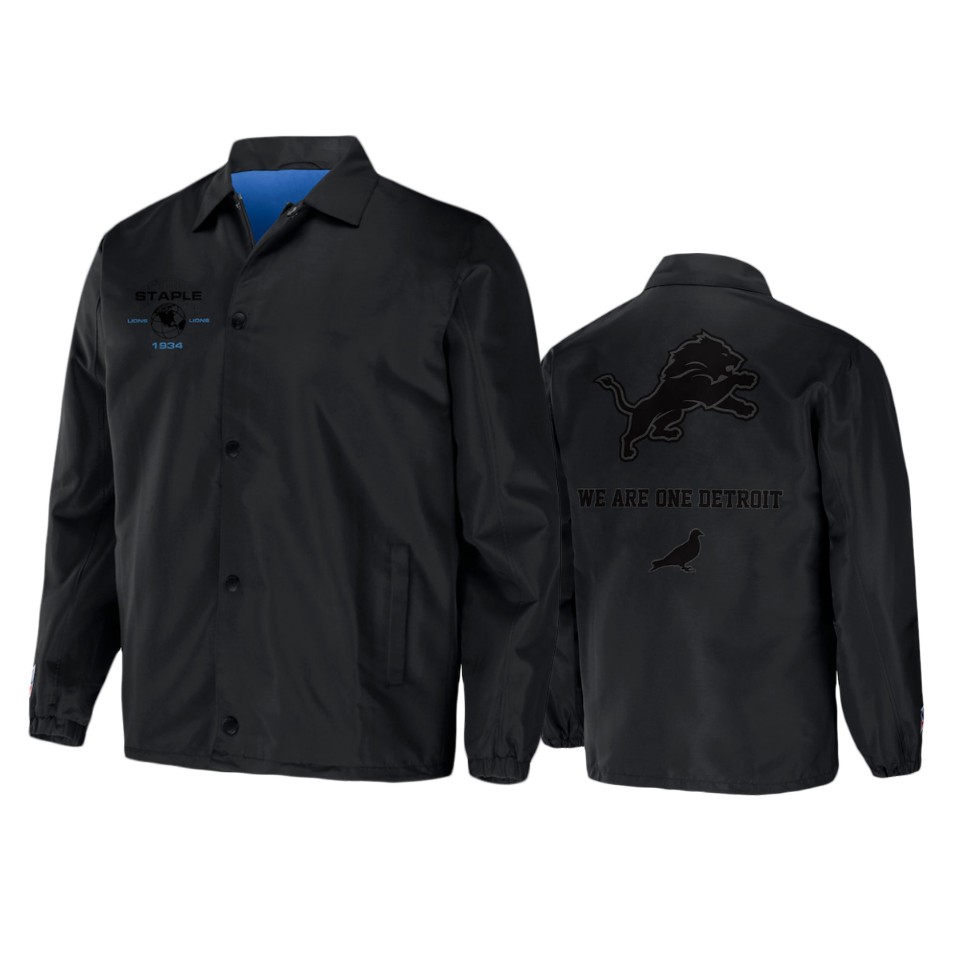 lions black staple coaches full snap jacket