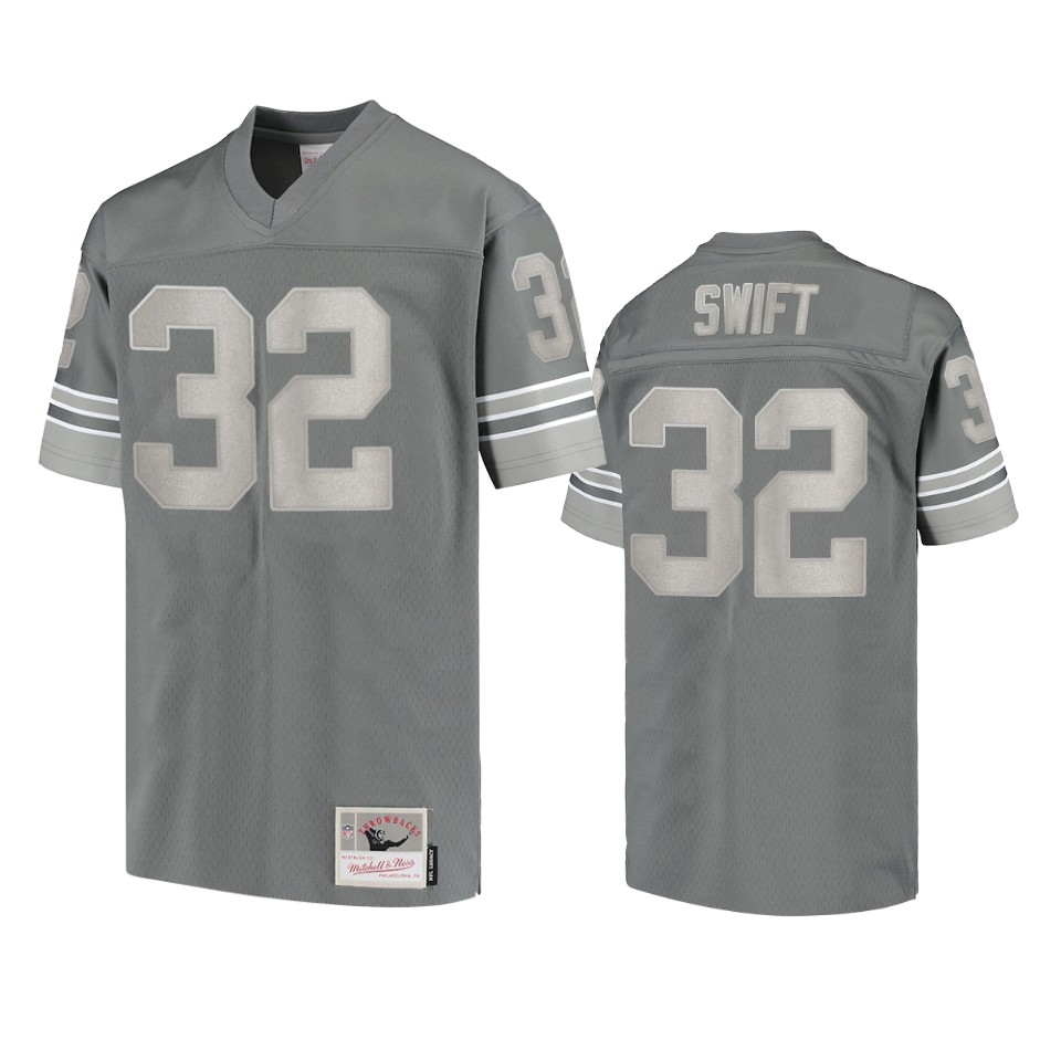 lions d'andre swift charcoal metal replica jersey
