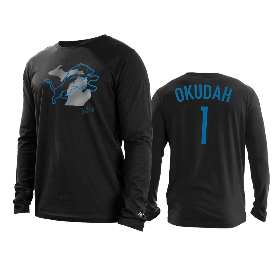 lions jeff okudah black state long sleeve t shirt