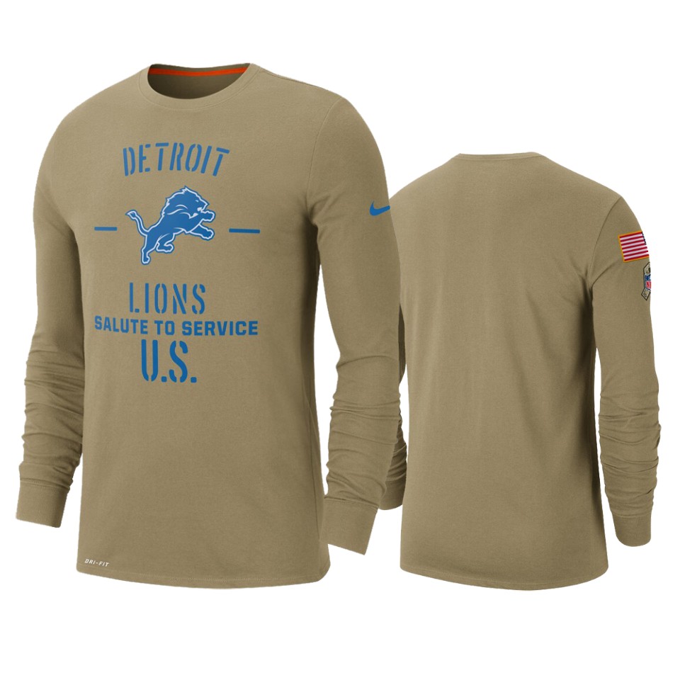 lions tan 2019 salute to service sideline long sleeve t shirt