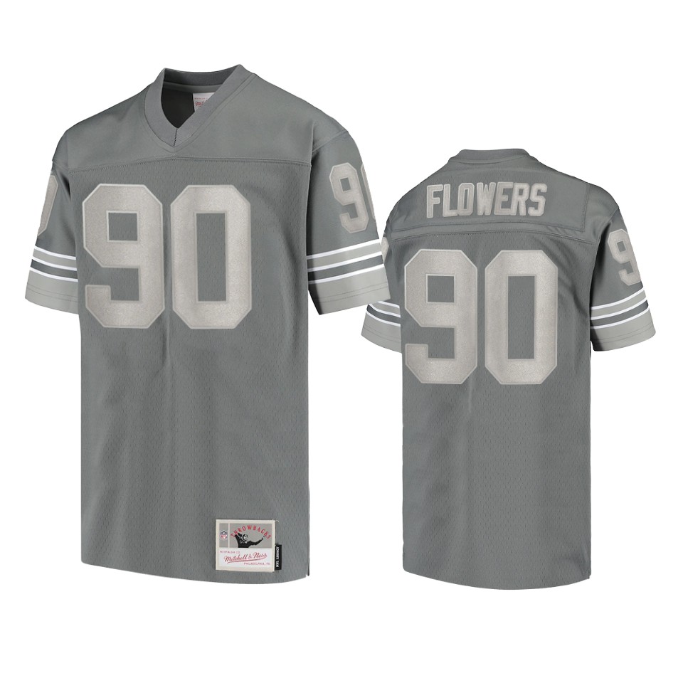 lions trey flowers charcoal metal replica jersey