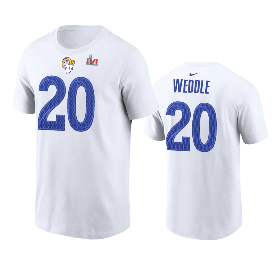 los angeles rams eric weddle white super bowl lvi t shirt