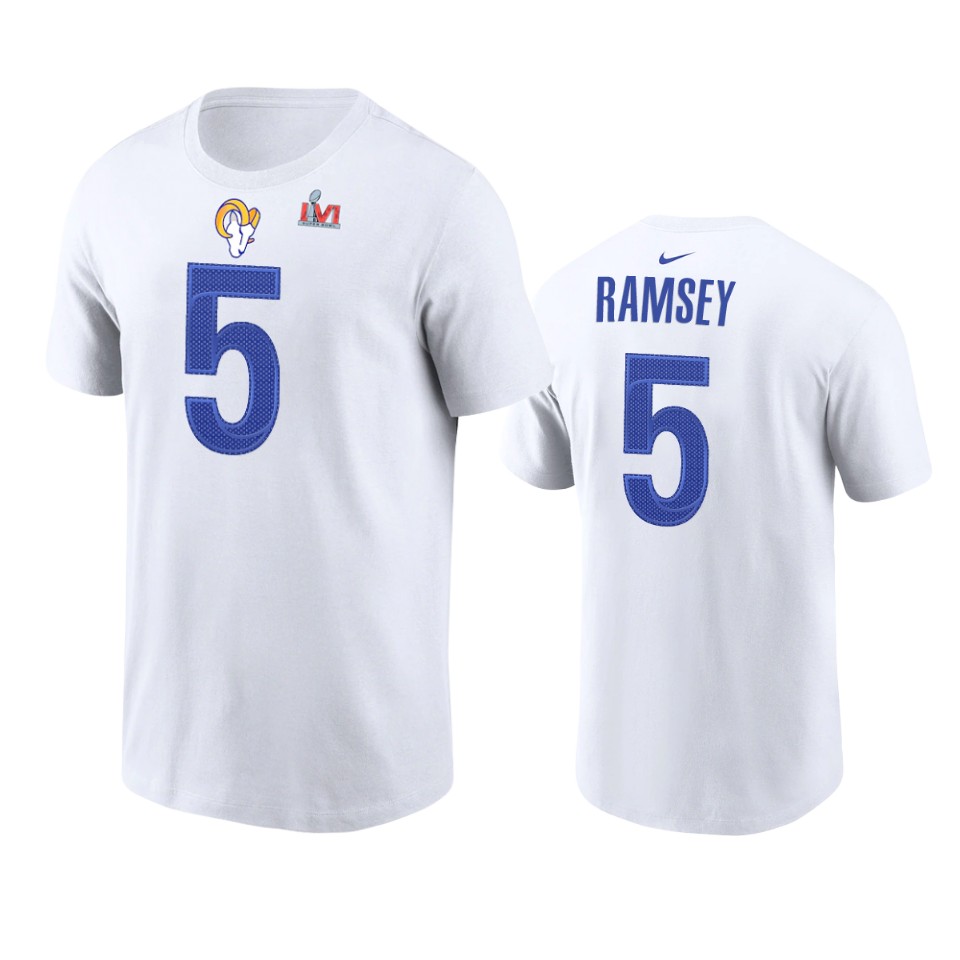 los angeles rams jalen ramsey white super bowl lvi t shirt