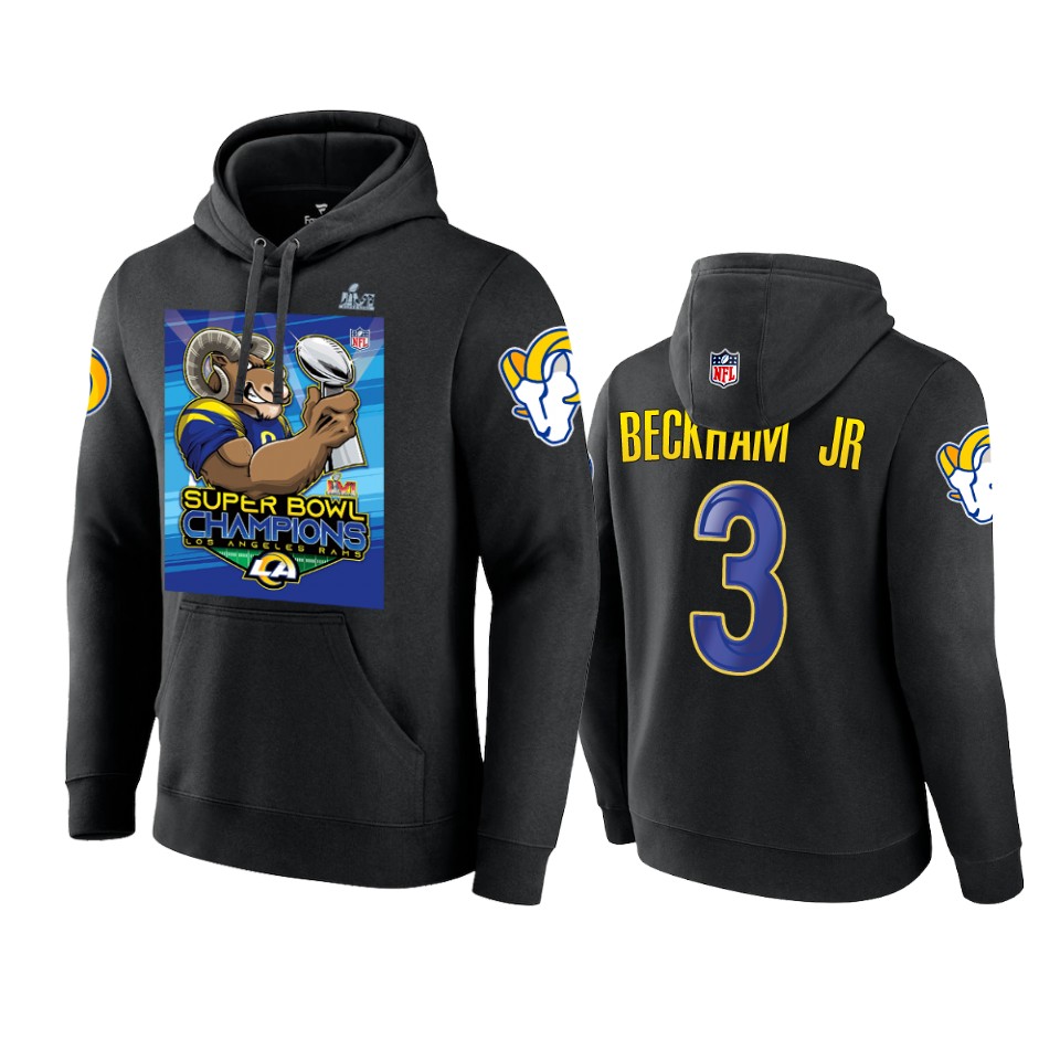 los angeles rams odell beckham jr. black super bowl lvi champions hoodie