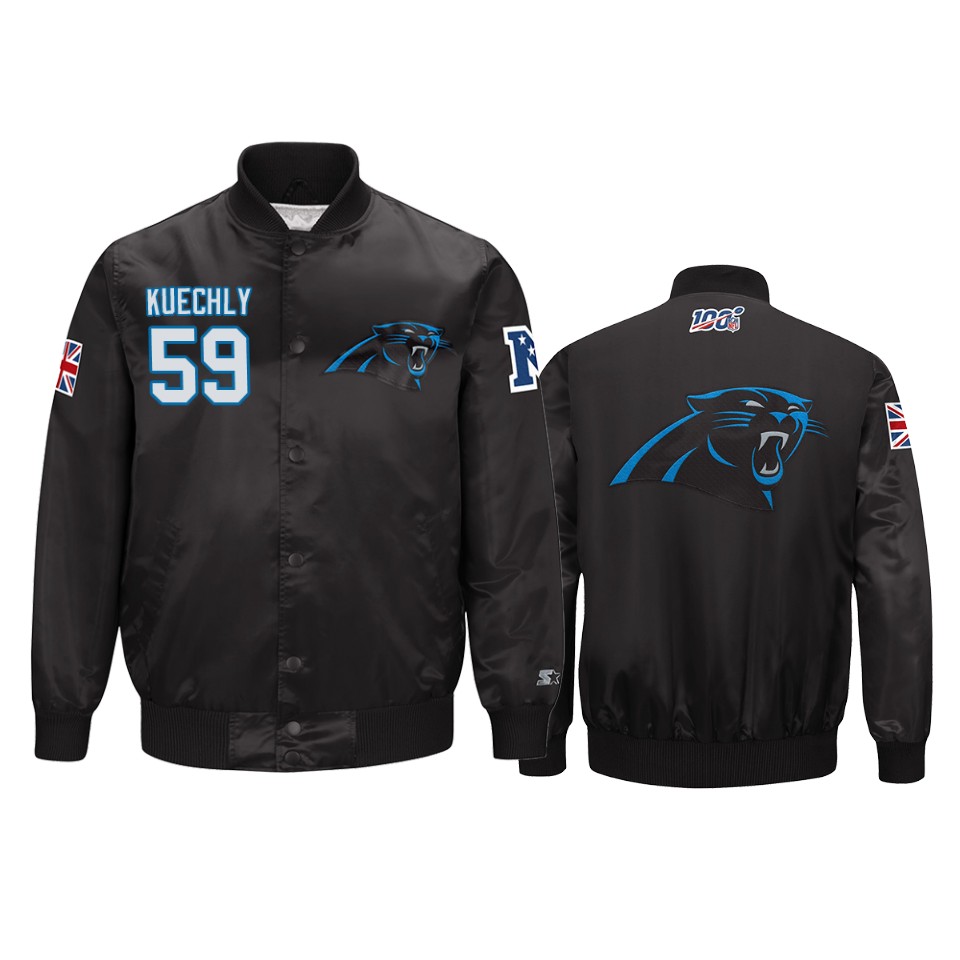 luke kuechly panthers black 2019 nfl london game nfl 100 full zip jacket