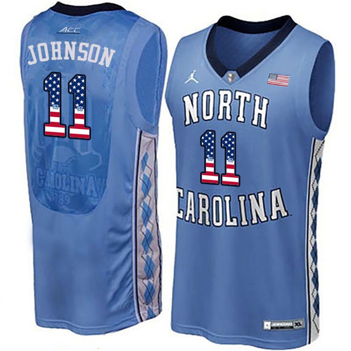 male north carolina tar heels 11 brice johnson blue national flag basketball jersey