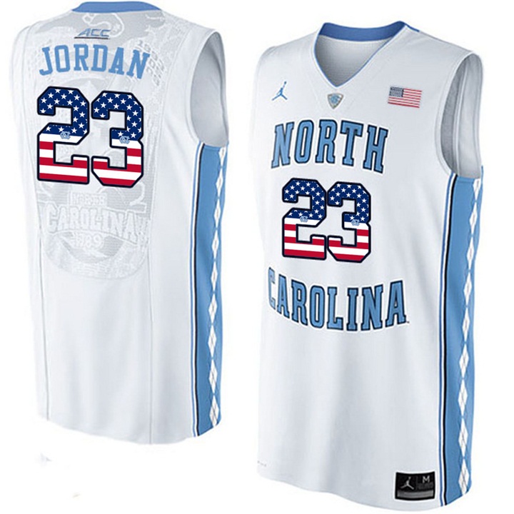 male north carolina tar heels 23 michael jordan white national flag basketball jersey