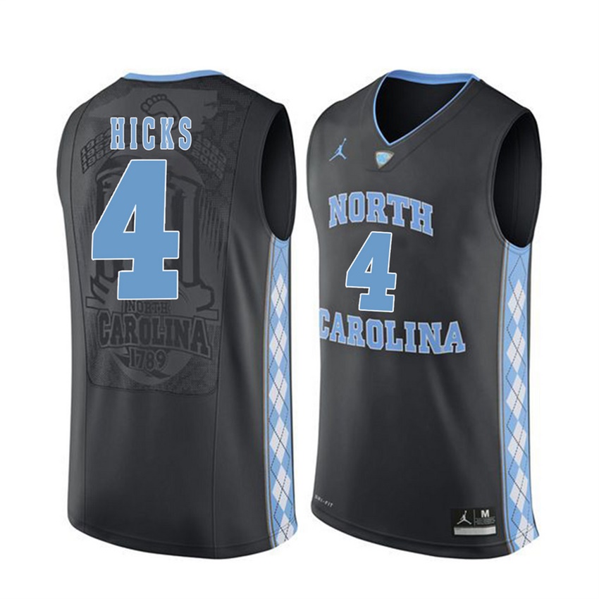 male north carolina tar heels black 4 isaiah hicks jersey