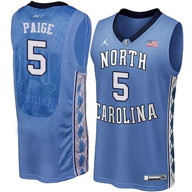 male north carolina tar heels blue marcus paige college basketball jersey