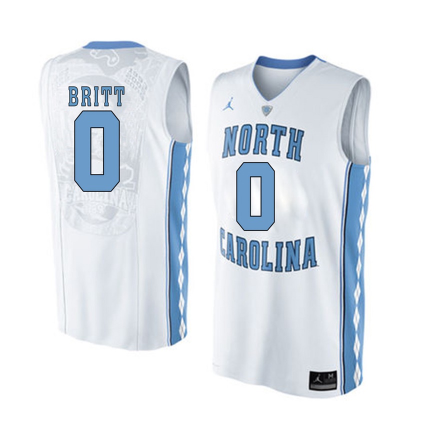 male north carolina tar heels white 0 nate britt jersey