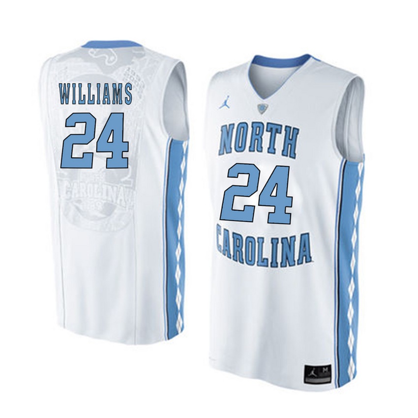 male north carolina tar heels white 24 kenny williams jersey