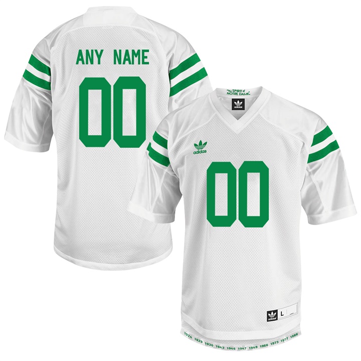 male notre dame fighting irish white green under the light customized limited football jersey