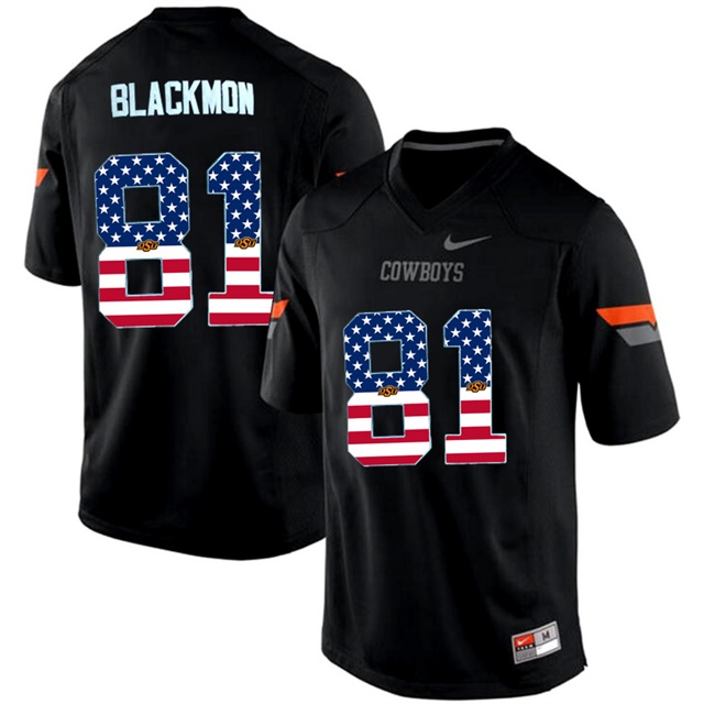 male oklahoma state cowboys 81 justin blackmon black pro combat ncaa football jersey