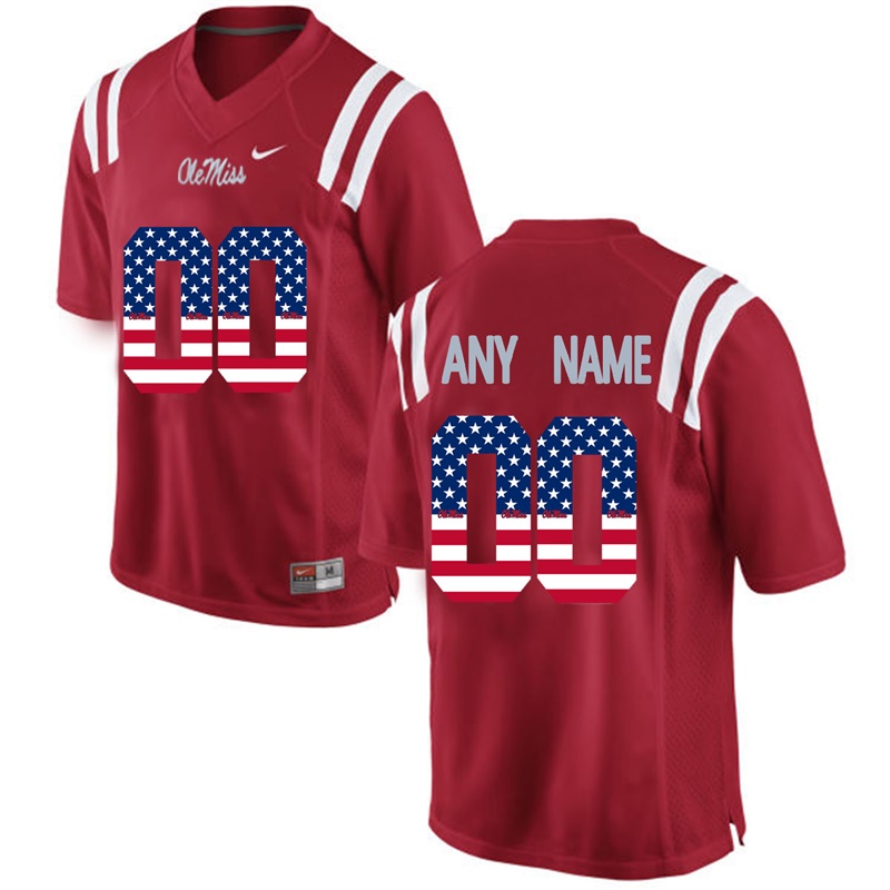 male ole miss rebels red custom college football limited jersey