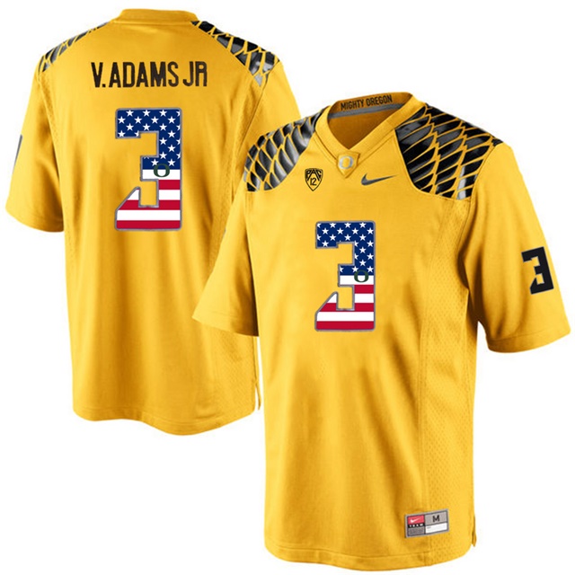male oregon ducks 3 vernon adams jr yellow college football limited jersey
