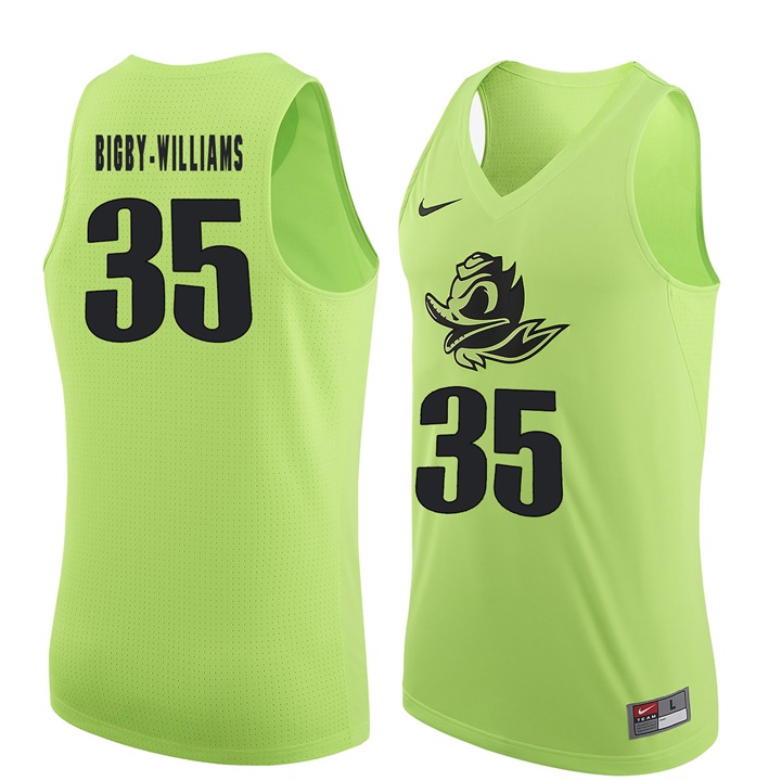 male oregon ducks apple green 35 kavell bigby williams ncaa basketball jersey