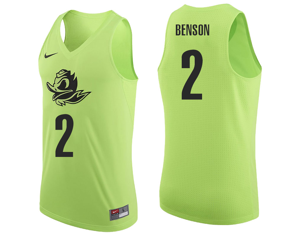 male oregon ducks apple green casey benson ncaa college basketball player tank top jersey