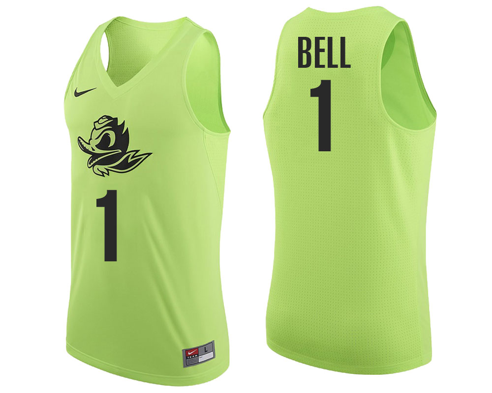 male oregon ducks apple green jordan bell ncaa college basketball player tank top jersey