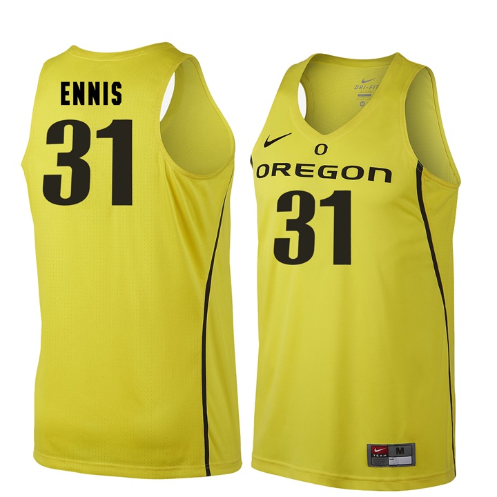 male oregon ducks gold 31 dylan ennis ncaa basketball jersey
