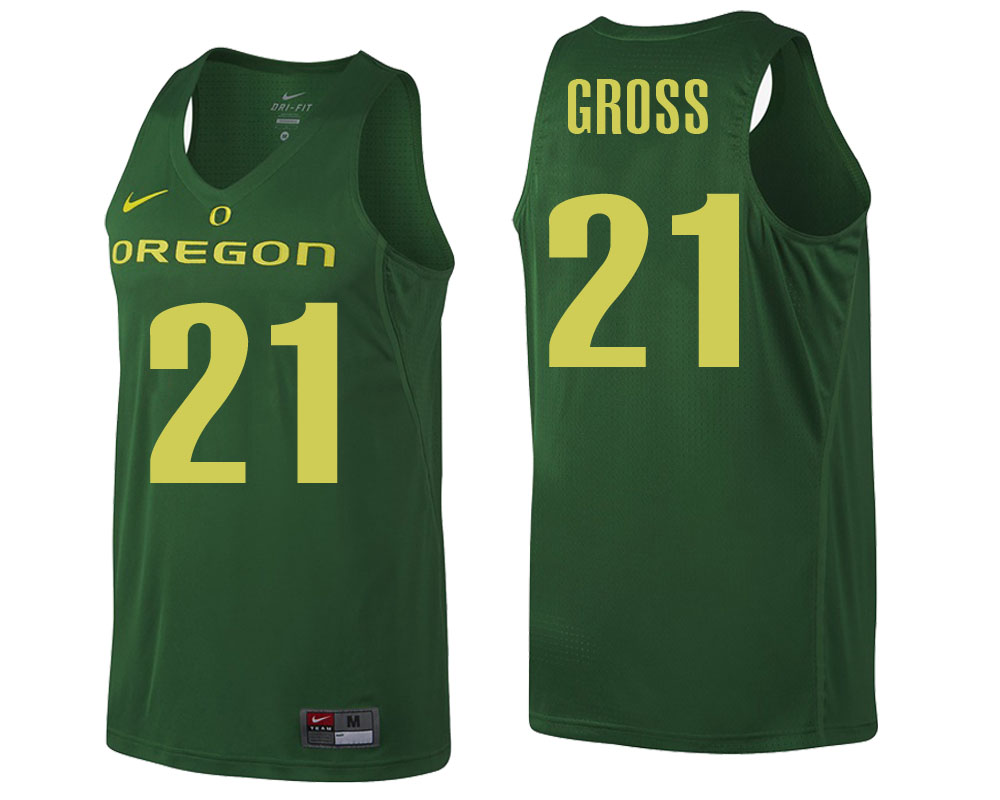 male oregon ducks green evan gross ncaa college basketball player tank top jersey