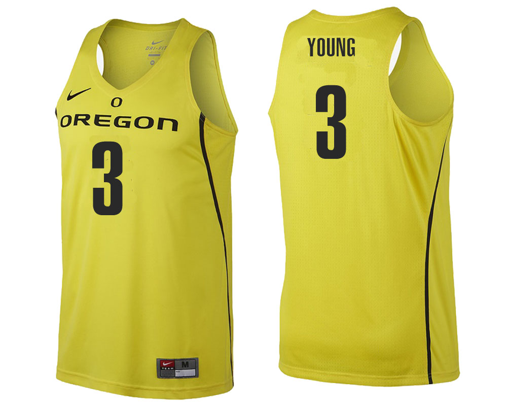 male oregon ducks yellow joe young ncaa college basketball player tank top jersey