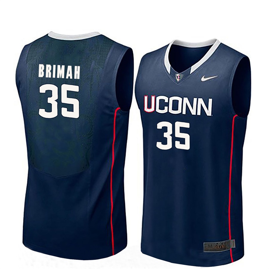 male uconn huskies navy 35 amida brimah ncaa basketball player name and number jersey