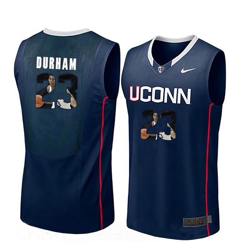 male uconn huskies navy juwan durham college basketball player portrait jersey