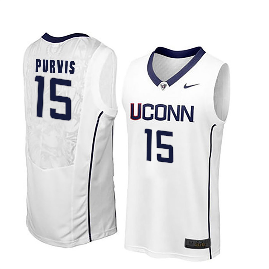 male uconn huskies white 15 rodney purvis ncaa basketball player name and number jersey