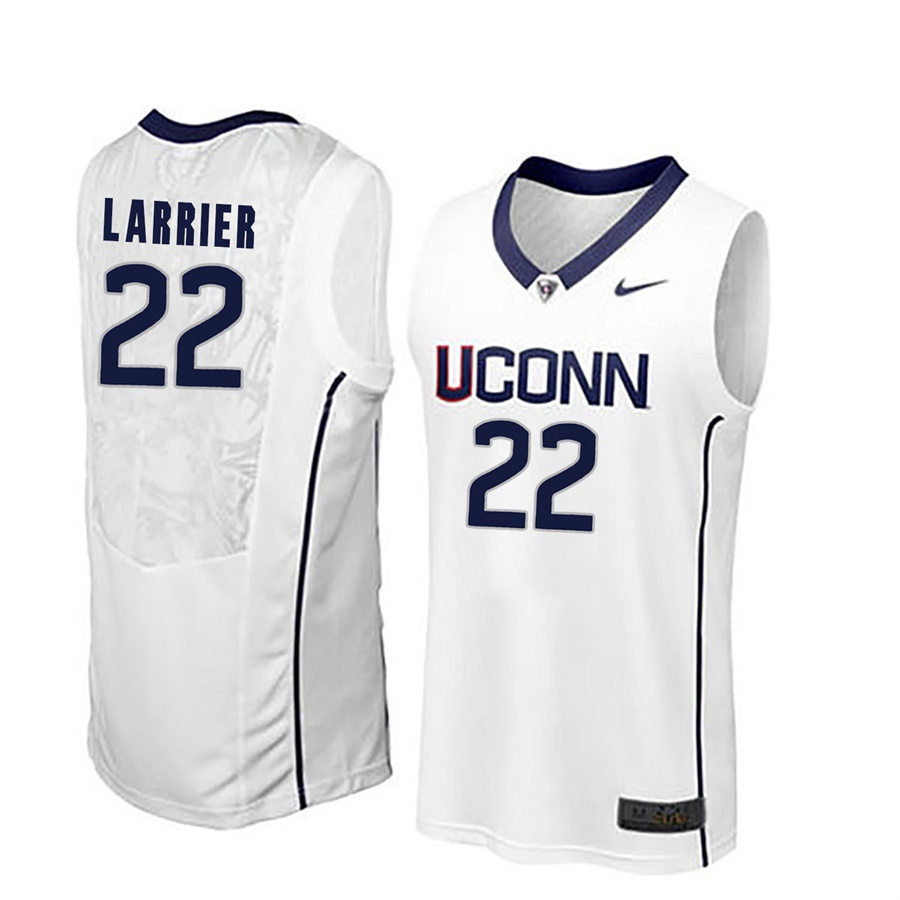 male uconn huskies white 22 terry larrier ncaa basketball player name and number jersey