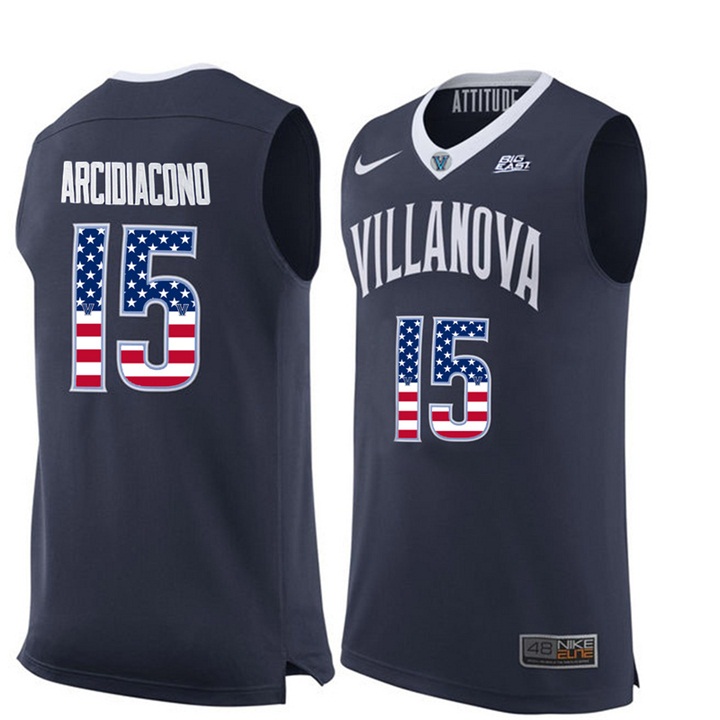 male villanova wildcats 15 ryan arcidiacono navy blue national flag basketball jersey