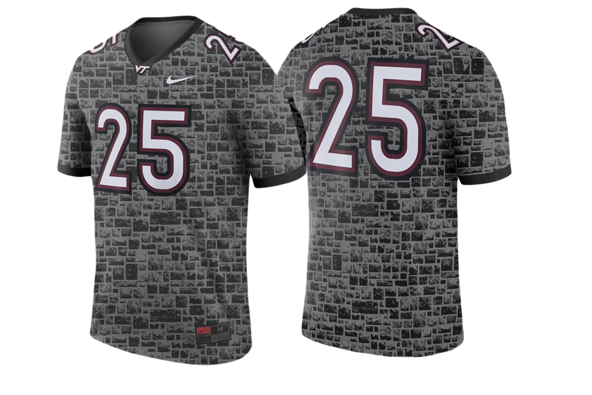 male virginia tech hokies anthracite 25 college football game performance jersey