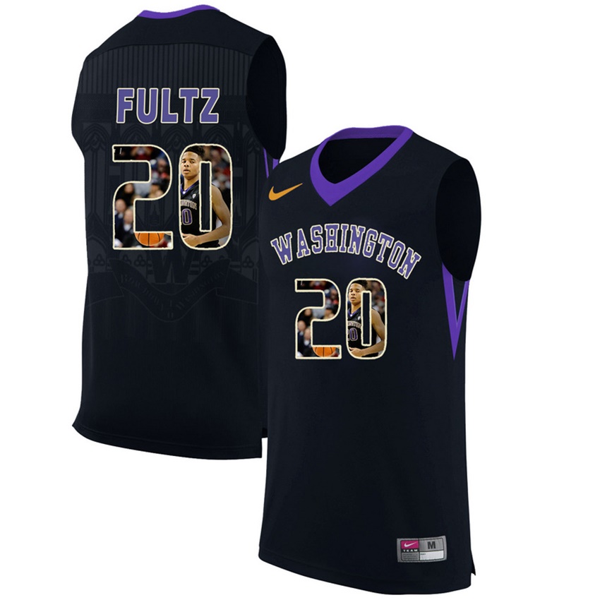 male washington huskies black 20 markelle fultz ncaa basketball jersey with player pictorial