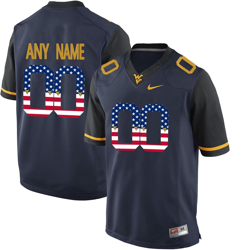 male west virginia mountaineers blue custom college football limited jersey