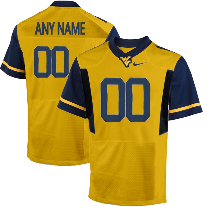 male west virginia mountaineers gold college customized limited football jersey