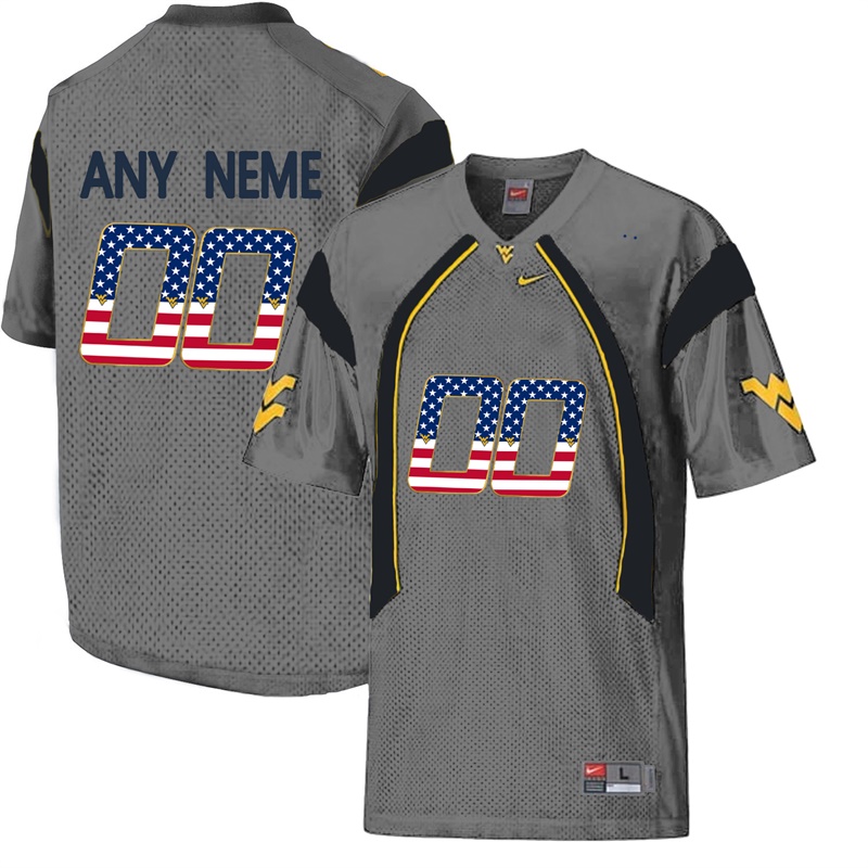 male west virginia mountaineers grey custom college football limited jersey