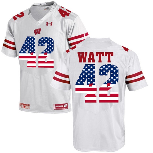 male wisconsin badgers 42 t.j watt white college football limited jersey