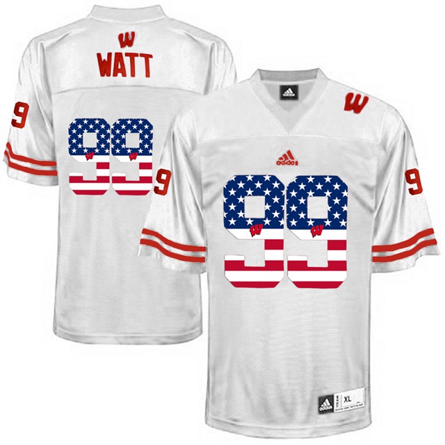 male wisconsin badgers 99 j.j watt white college football limited jersey