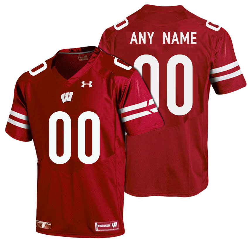 male wisconsin badgers red personalized premier jersey