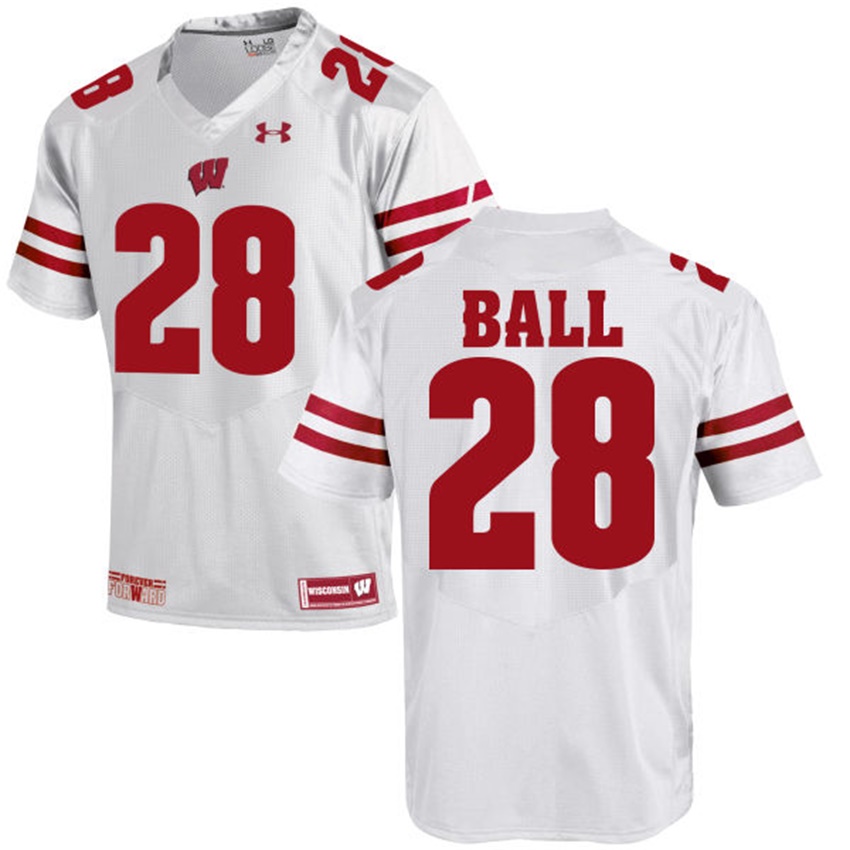 male wisconsin badgers white 28 montee ball ncaa alumni football game jersey